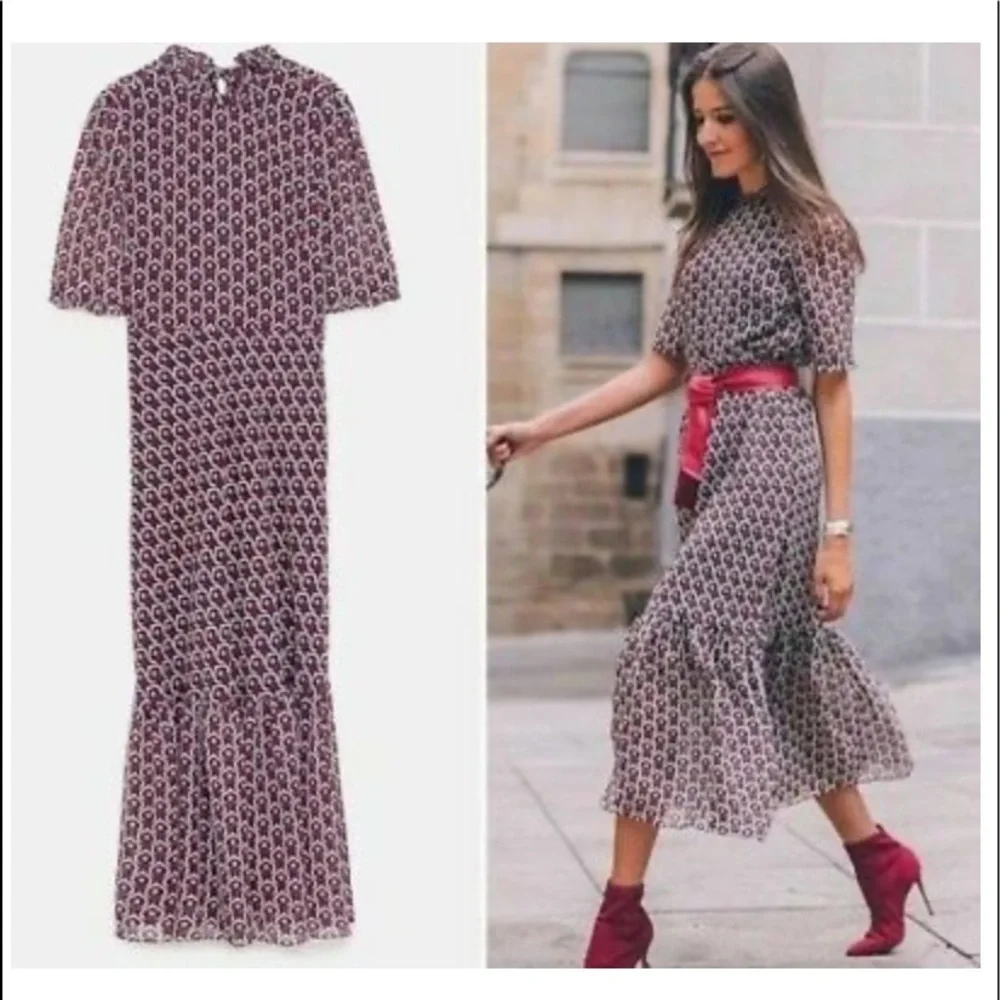 Zara heart print midi dress Sm